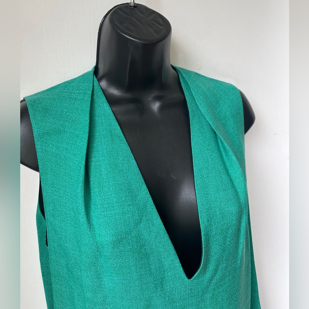 Balenciaga Green Sheath Mini Dress V-Neck Sleeveless size M - Picture 14 of 15
